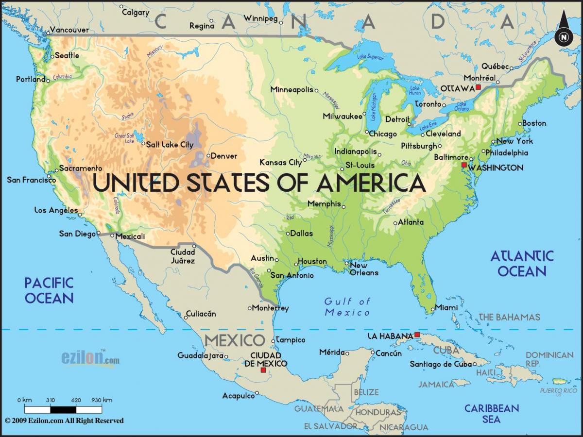 NE America hartă