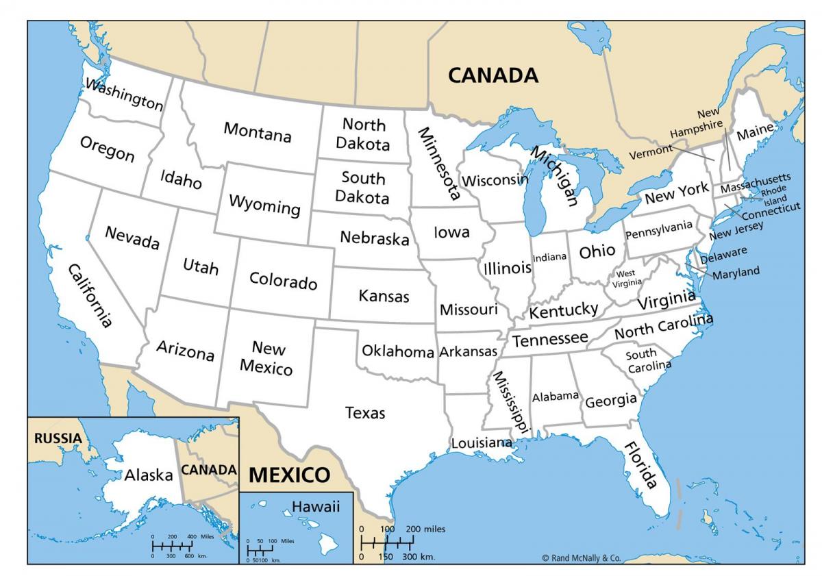 o hartă a Statelor Unite cu Statele