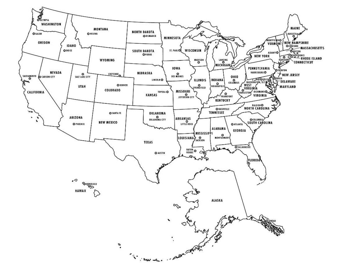 Harta De State Din Sua È™i Capitale Statele È™i Capitalele HartÄƒ Test America De Nord America